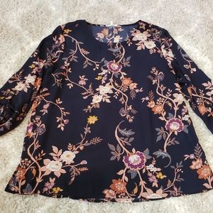Maurices navy floral blouse
